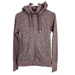 Athleta Burgundy Full Zip Animal Print Triumph Hoodie XS